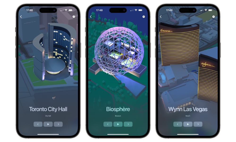 Apple Maps Landmarks Toronto City Hall Montreal Biosphere Wynn Las Vegas