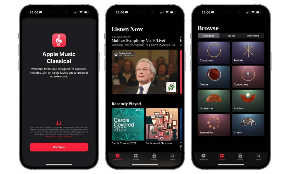 Apple Music Classical screens