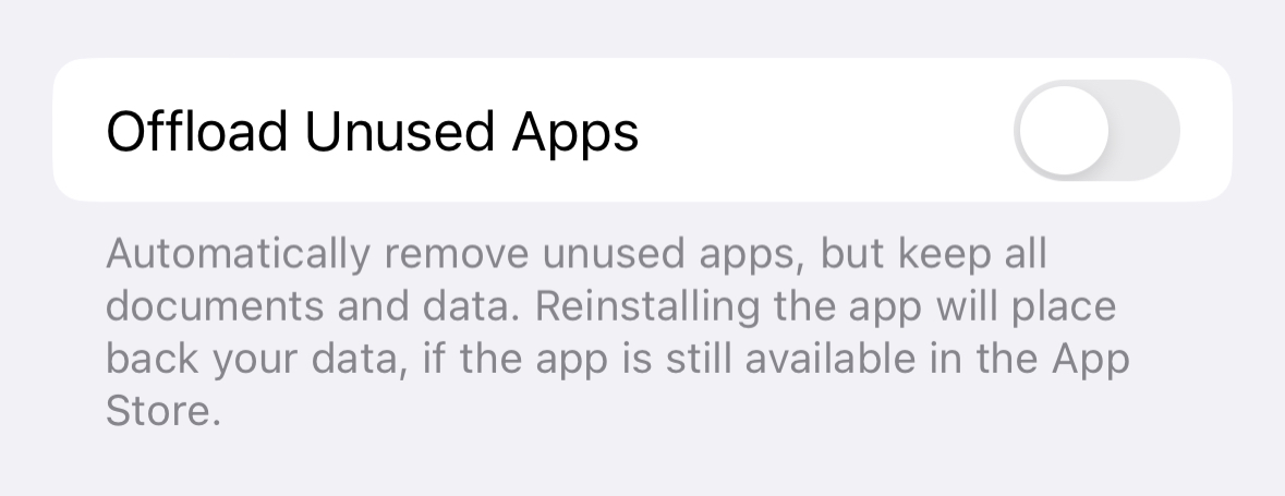 offload apps on iphone