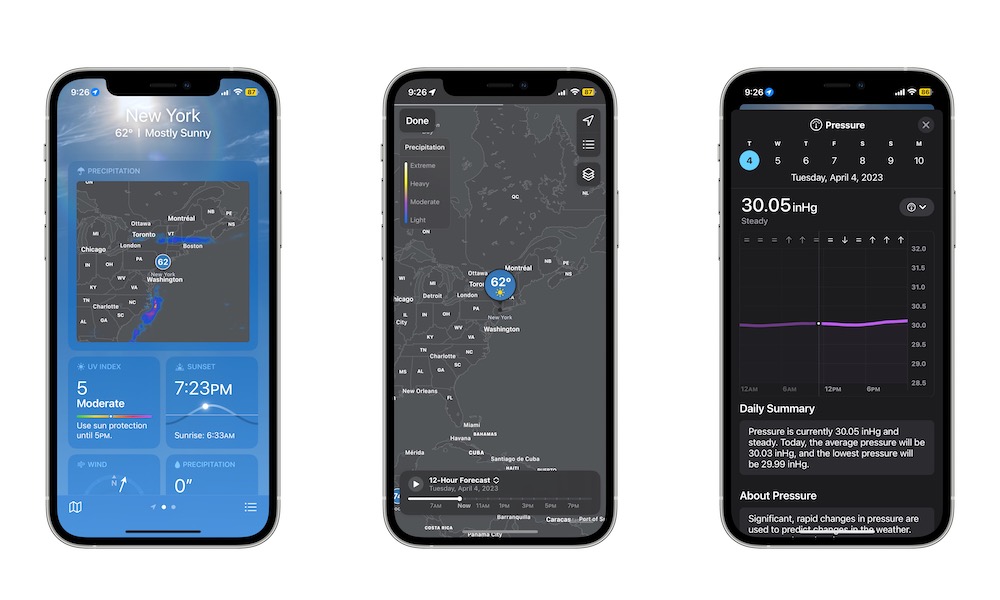 Air Pressure data Weather iPhone