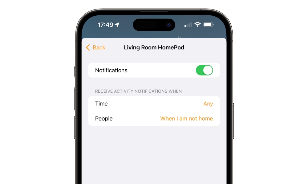 HomePod Sound Recognition notification setings