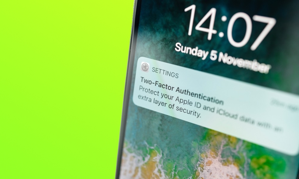 Two Factor Authentication banner on iPhone