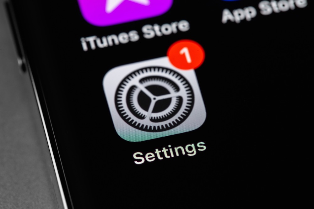 iphone settings icon showing one update