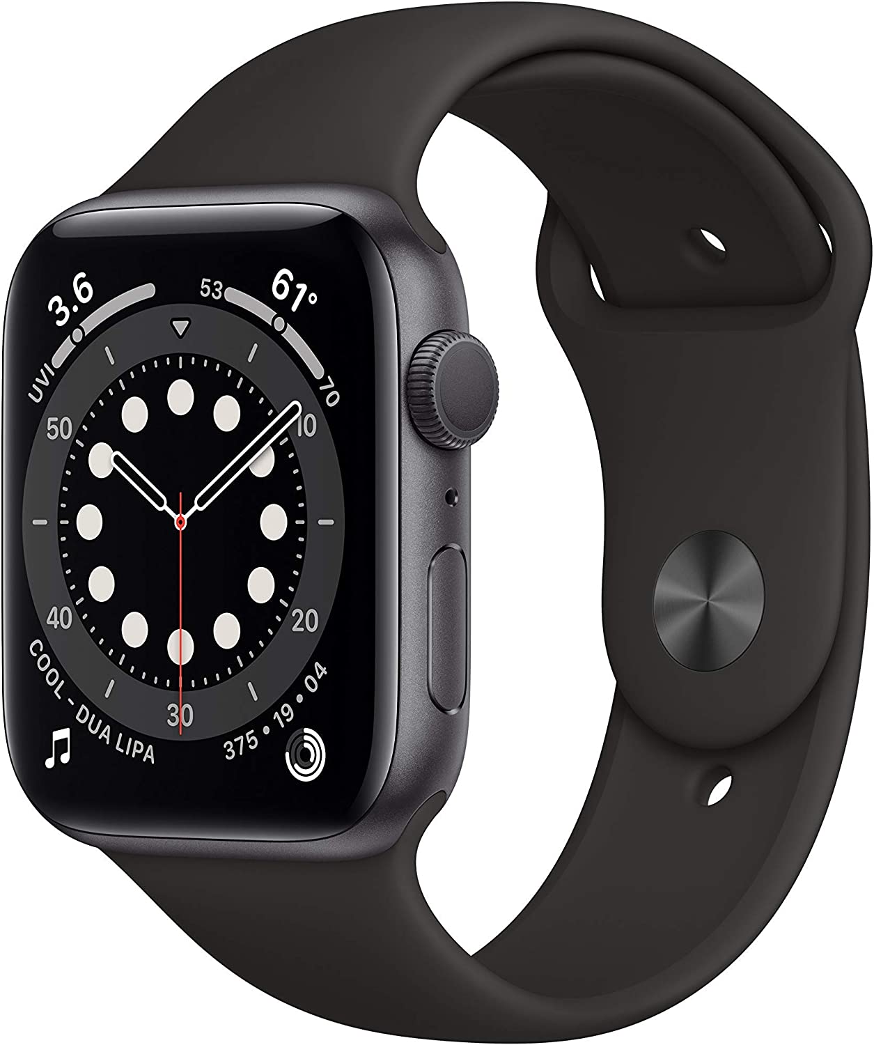 Renewed 44mm Apple Watch Series 6 GPS Space Gray Aluminum with Black Sports Band