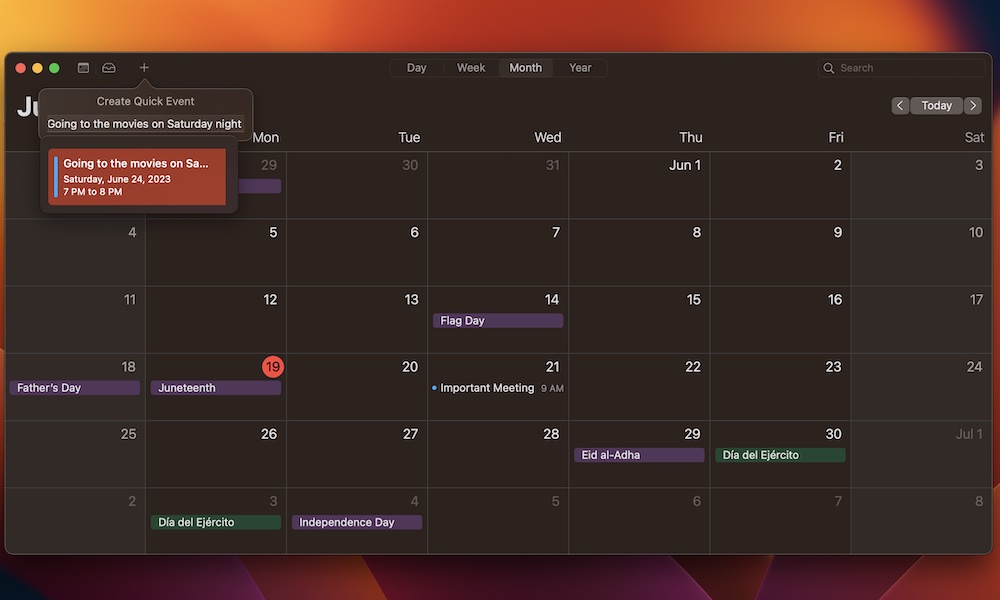 Quick event Calendar Mac