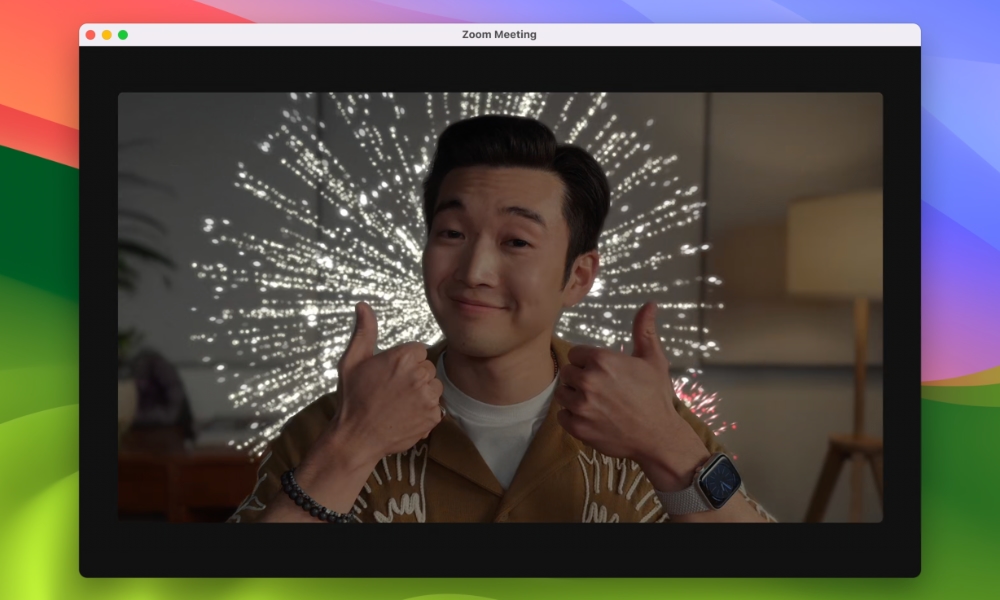 WWDC 2023 FaceTime 3D Fireworks reaction on macOS Sonoma
