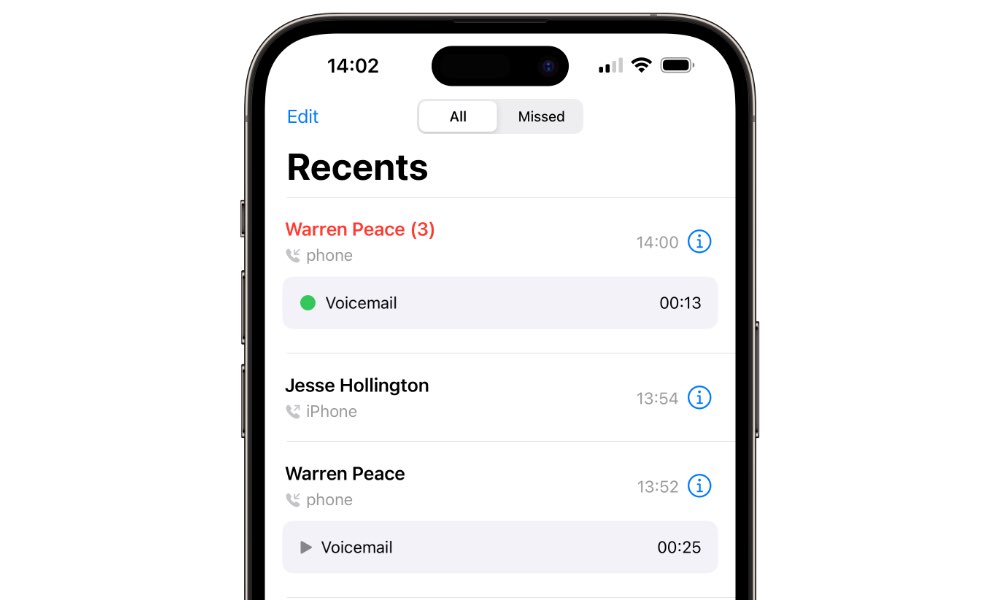iOS 17 Live Voicemail in Recents