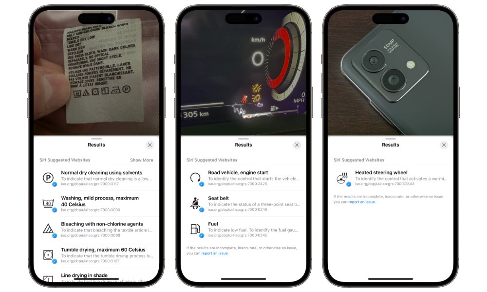 iOS 17 Visual Look Up Laundry and Cars