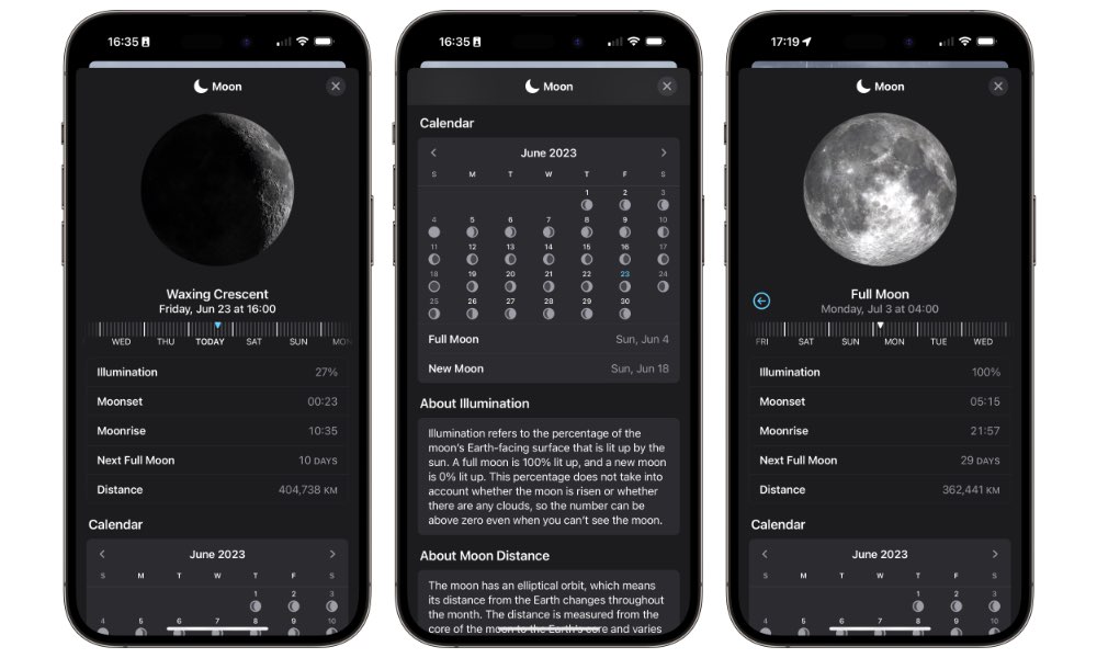 iOS 17 Weather Moon module