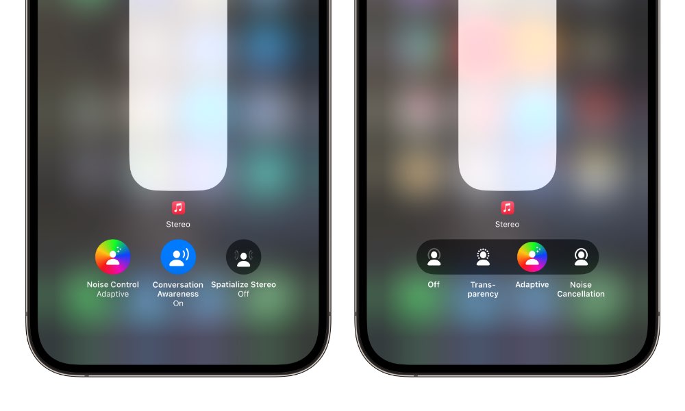 iOS 17 beta 1 Adaptive Audio in Control Center