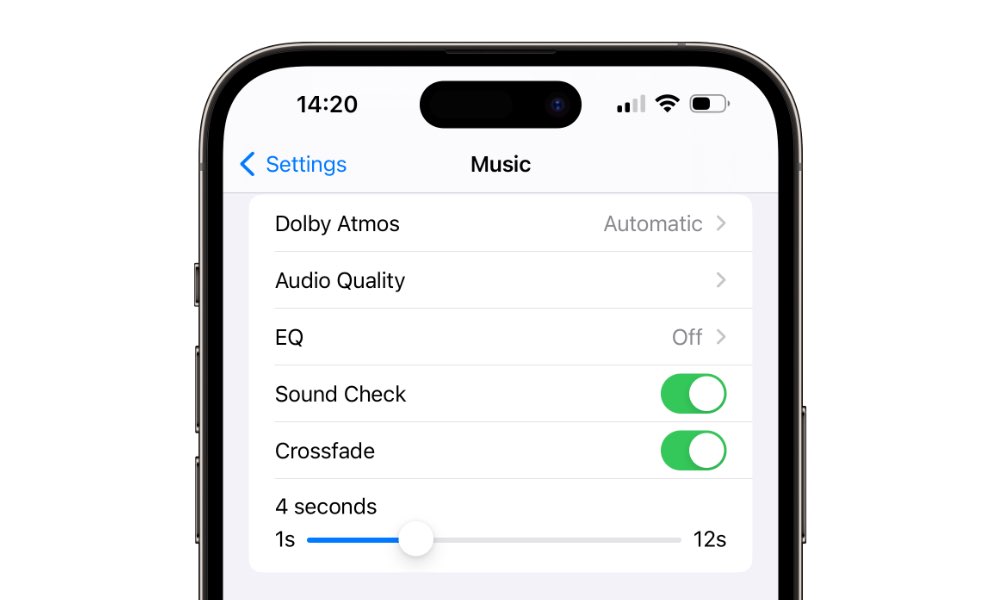 iOS 17 beta 2 Crossfade setting