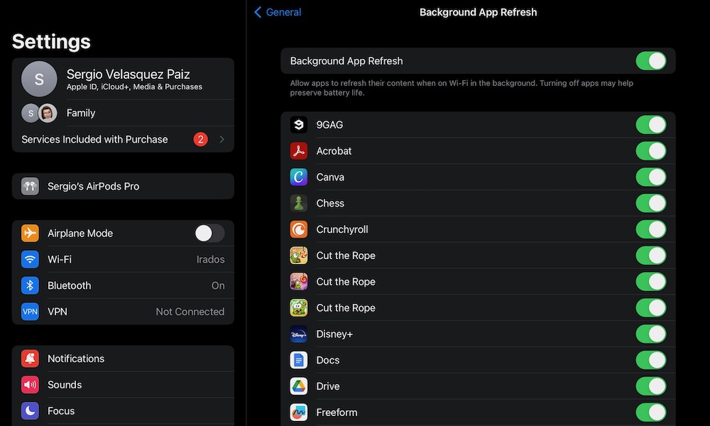 Background app refresh ipad