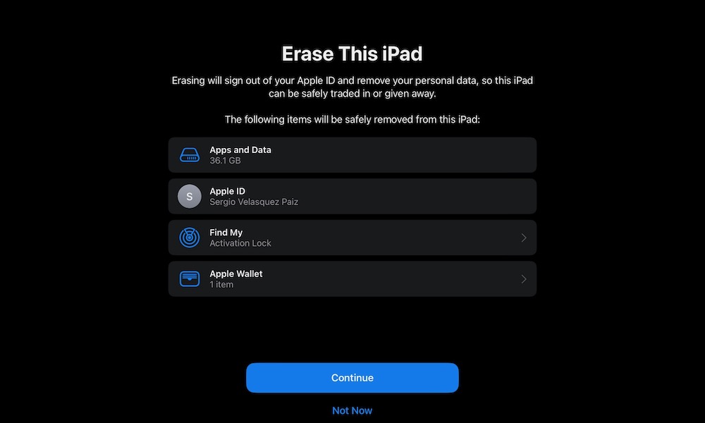 Erase ipad