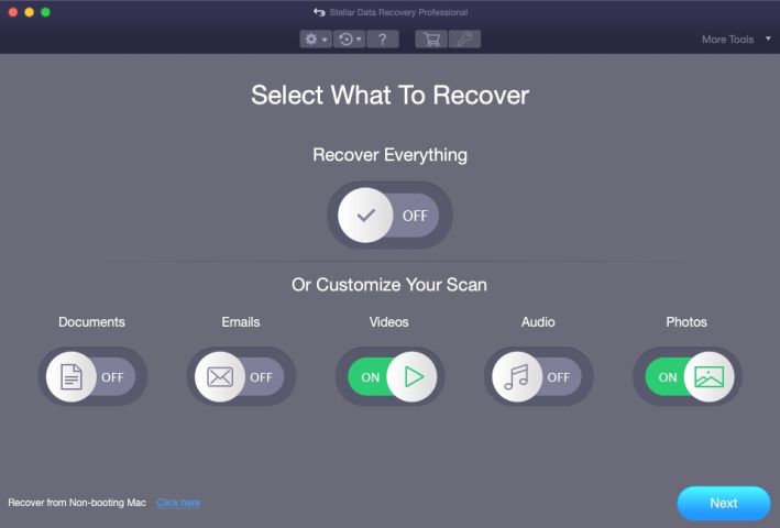 Stellar Data Recovery tutorial menu 2