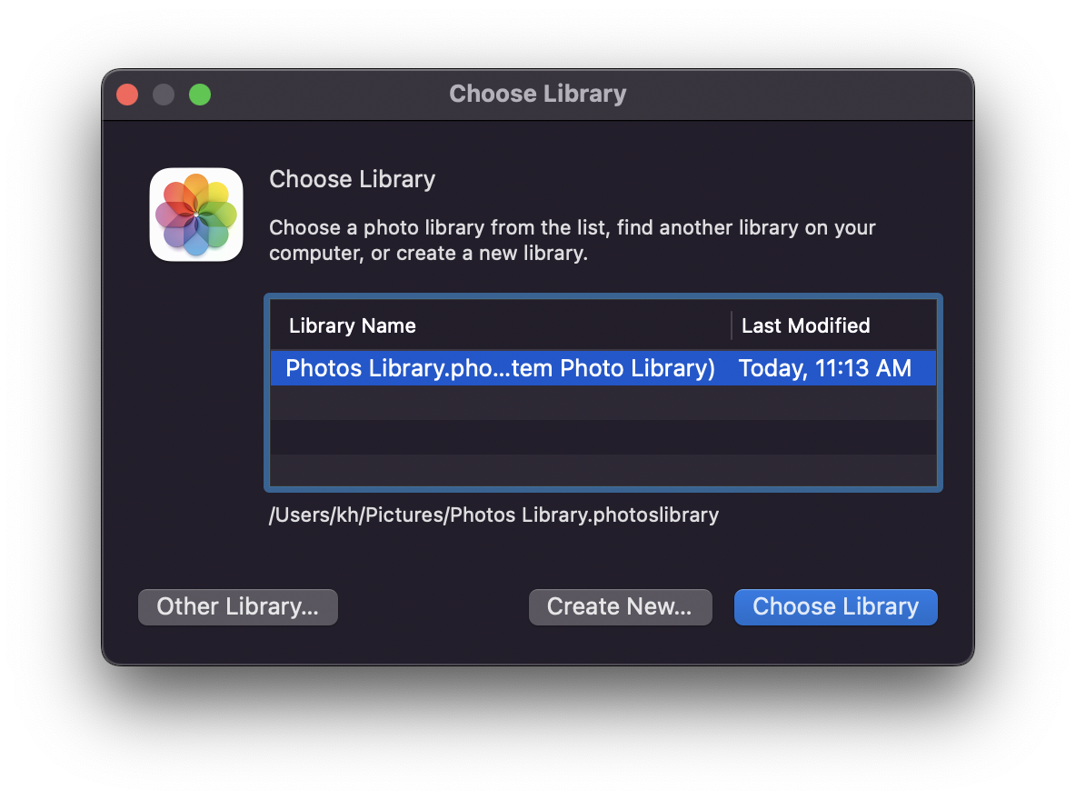 Choose library photos app