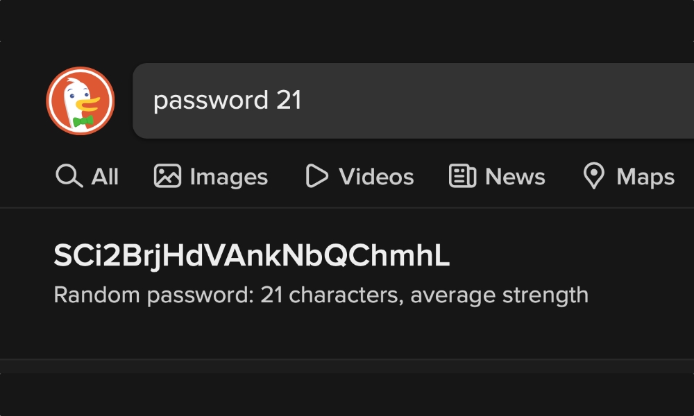 DuckDuckGo password generator
