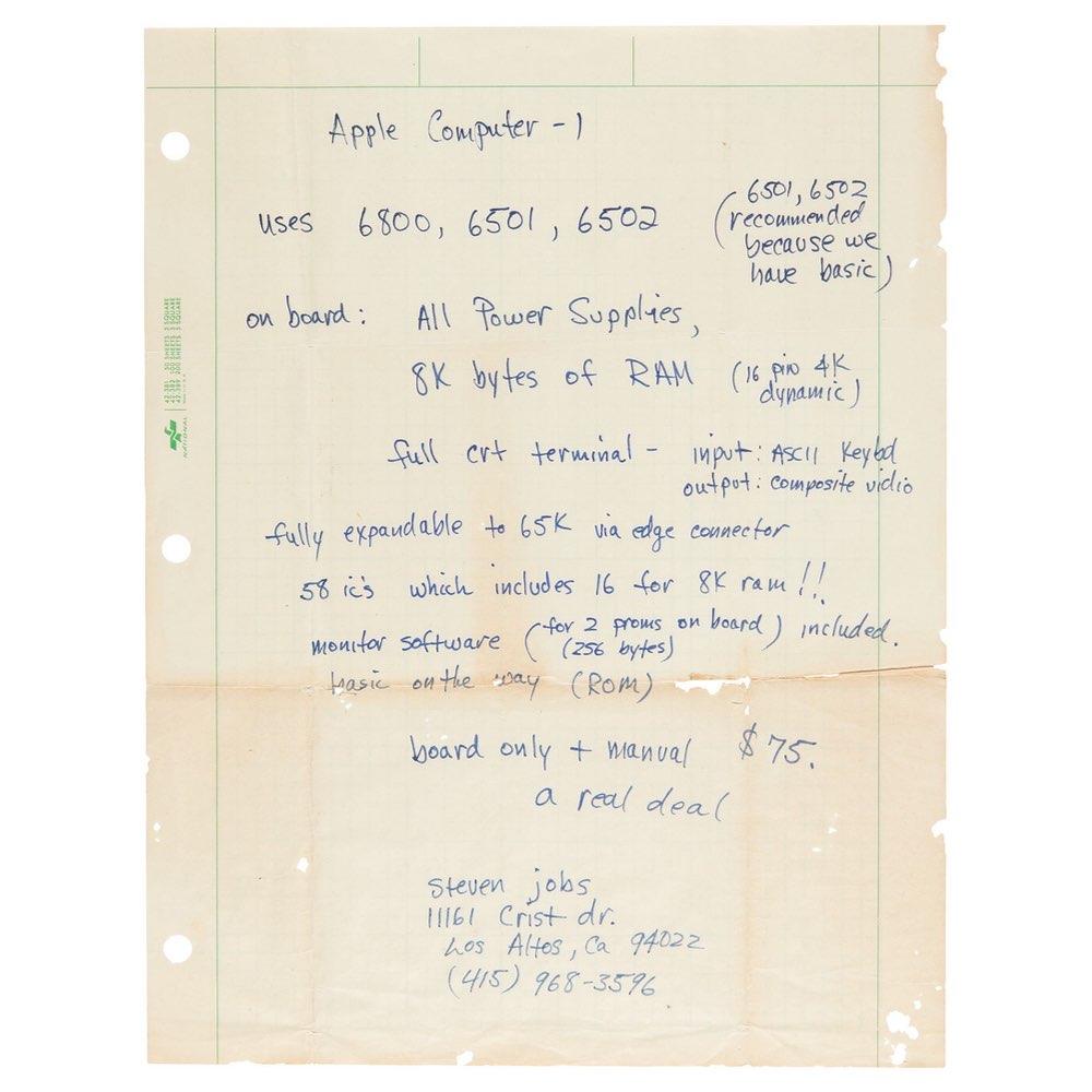 Steve Jobs Apple 1 Handwritten Ad full page