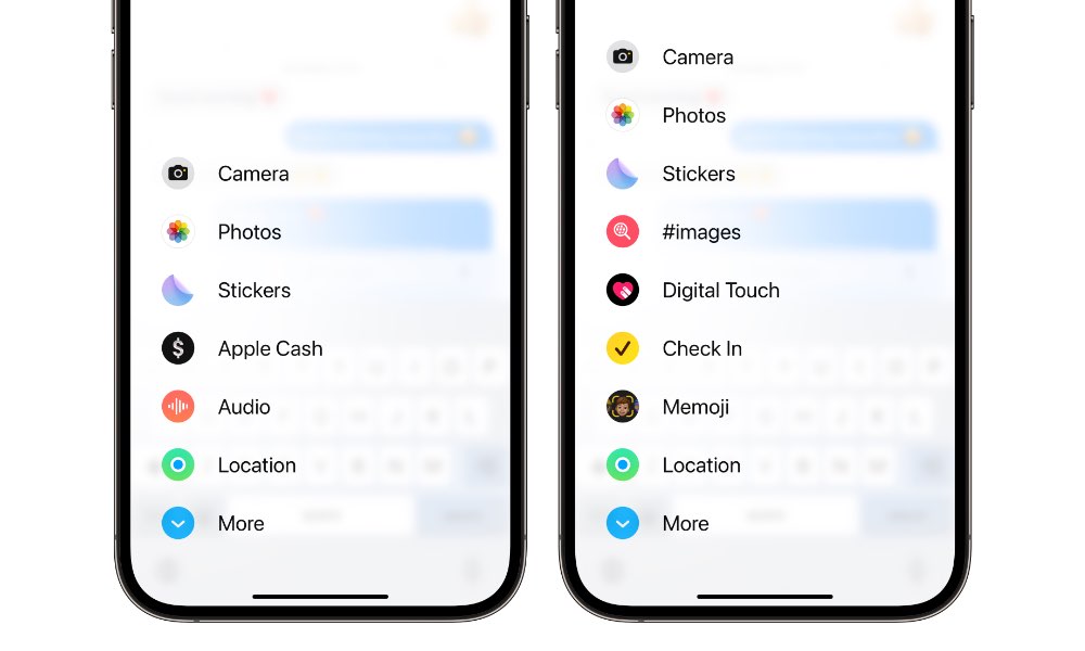 iOS 17 beta 6 messages apps menu
