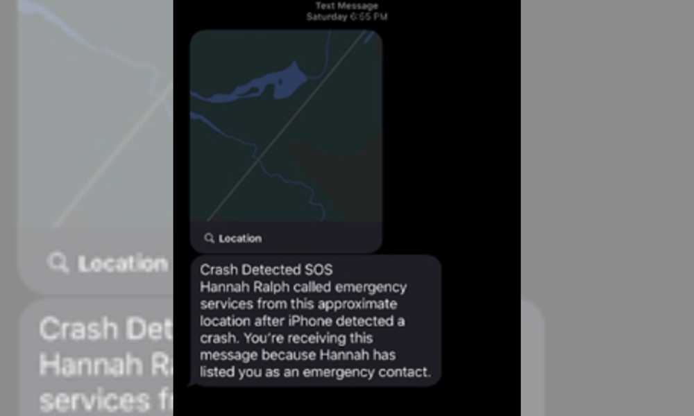 iPhone 14 Crash Detection text Hannah Ralph CHCH news