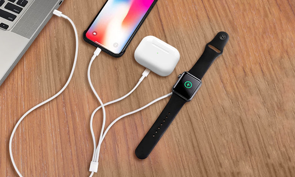 3 in 1 iPhone AirPods Apple Watch Charging Cable USB C