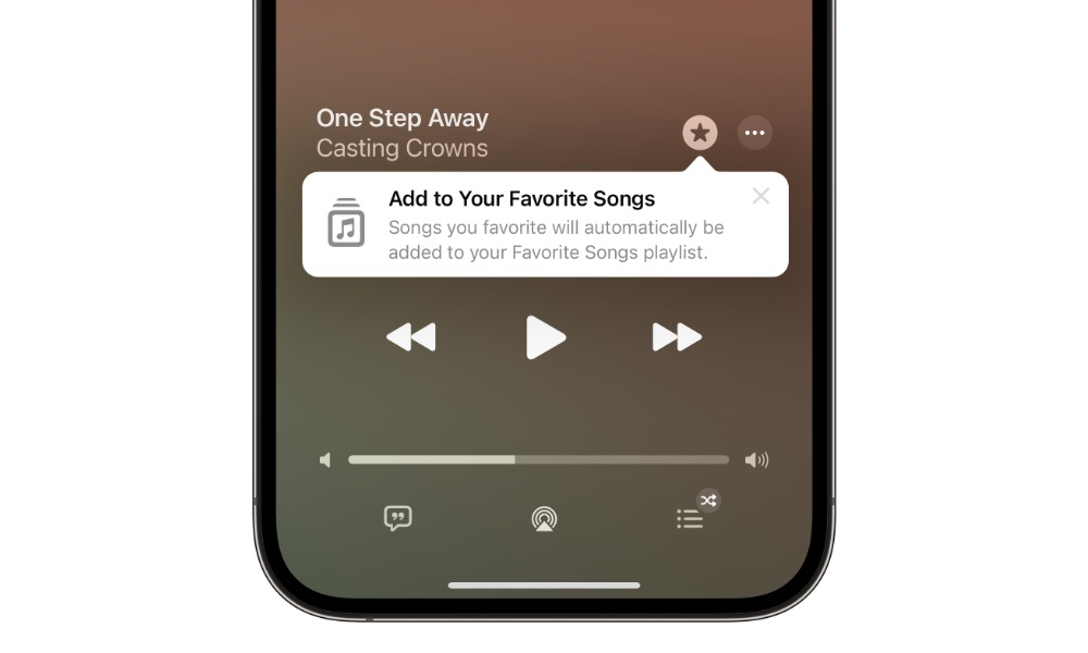 iOS 17.1 beta 1 Add to Favorites in Apple Music