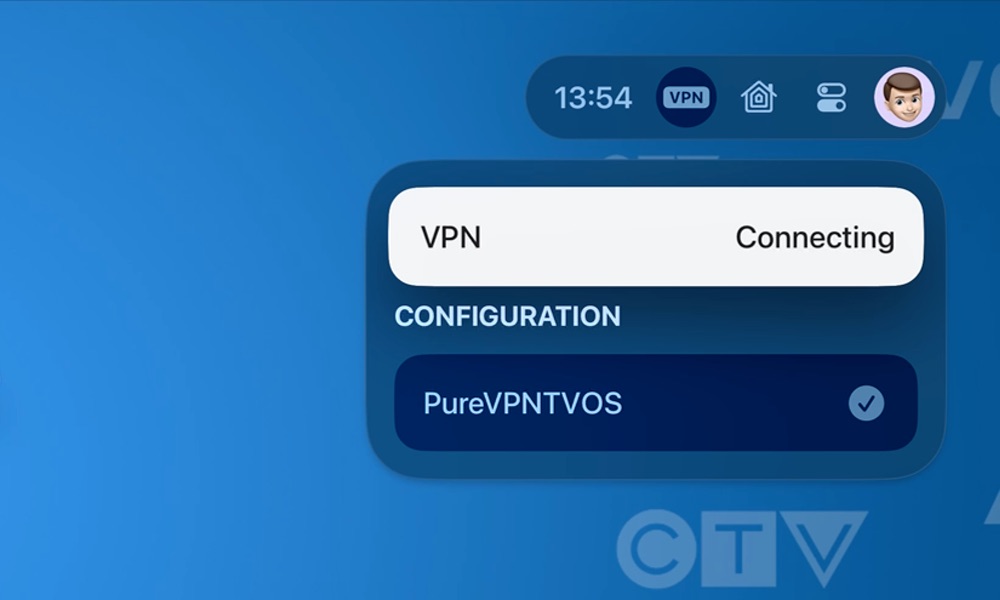 Apple TV tvOS 17 VPN Control Center Connecting