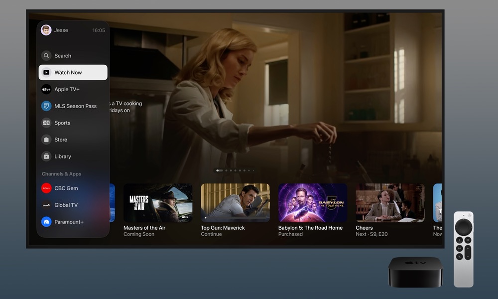 Apple TV tvOS 17.2 TV app Sidebar hero