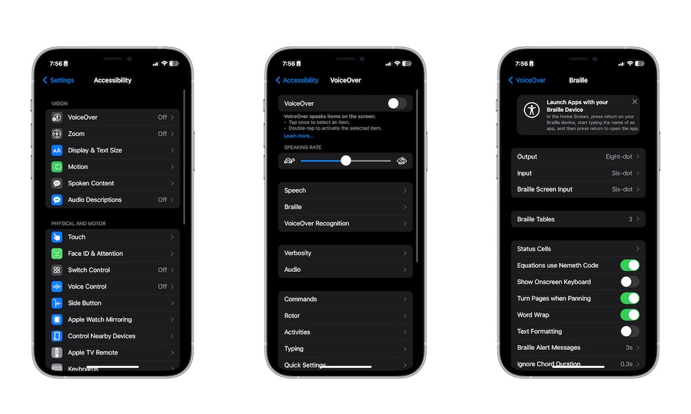 Braille Settings Voice Over iPhone