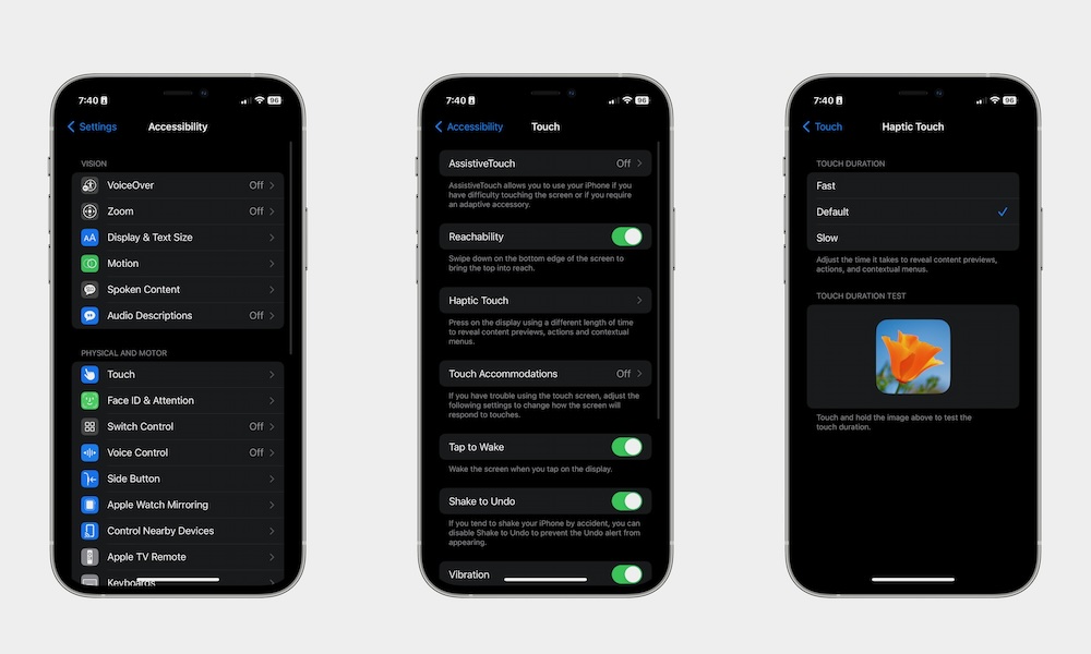 Haptic Touch Duration iPhone