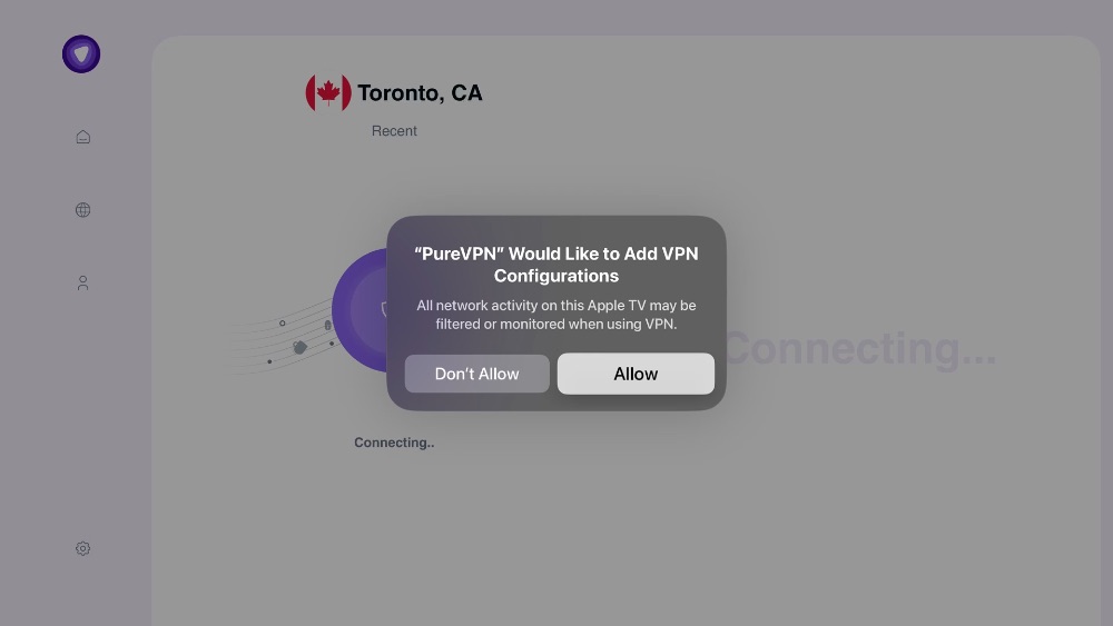 PureVPN for tvOS install VPN configuration