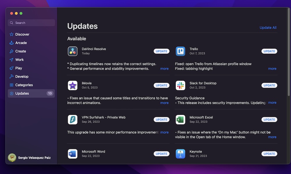 Update apps App Store Mac