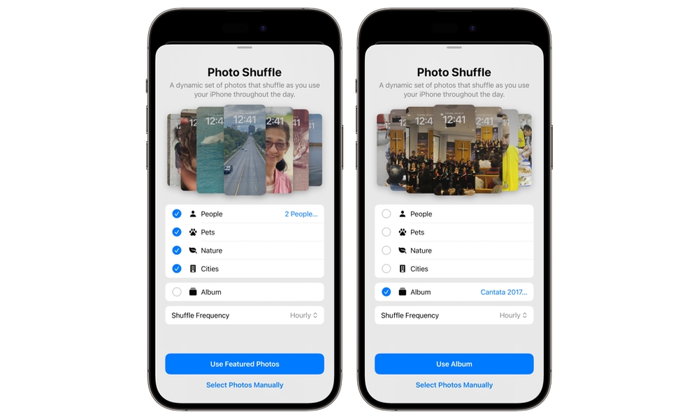 iOS 17.1 Photo Shuffle Lock Screen Featured vs Albums