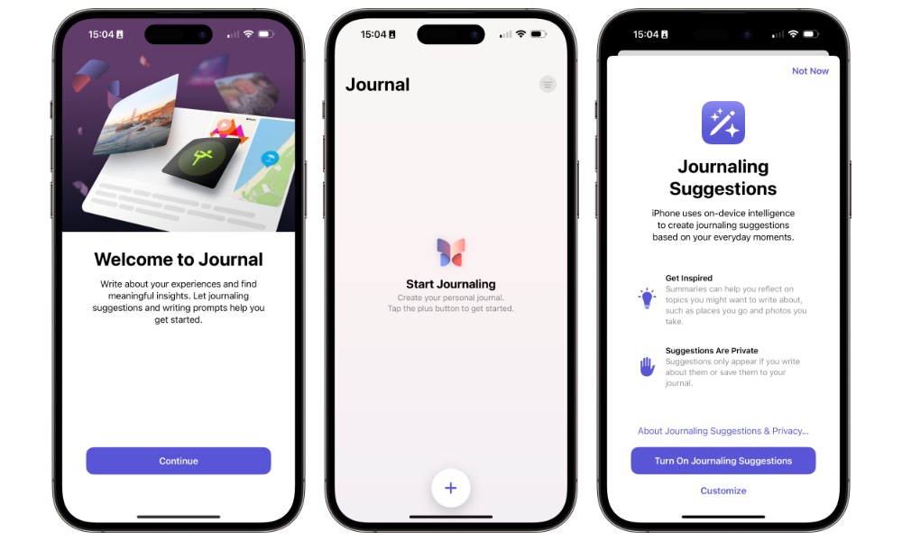iOS 17.2 beta 1 Journal app