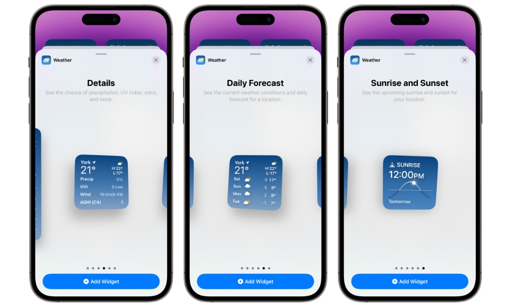 iOS 17.2 beta 1 new Weather widgets