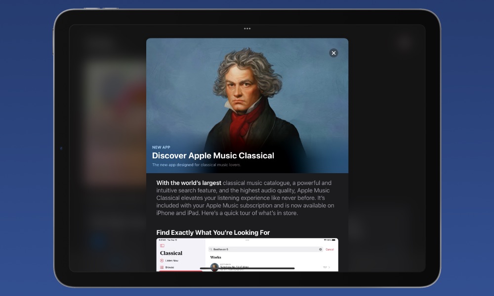 Apple Music Classical for iPad hero