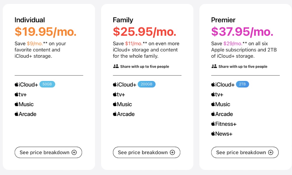 Apple One Pricing November 2023