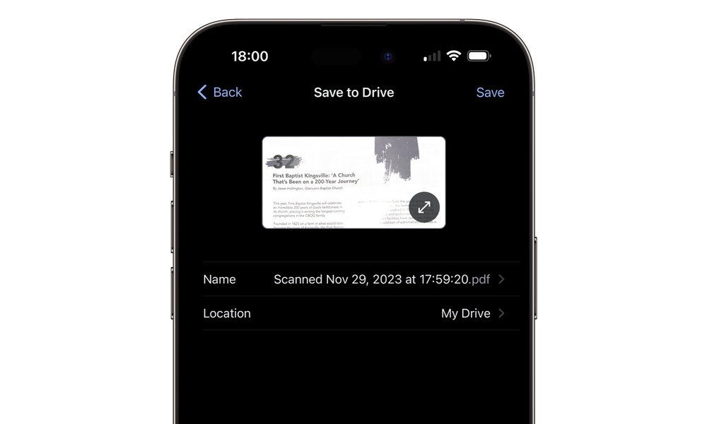 Google Drive save scanned PDF