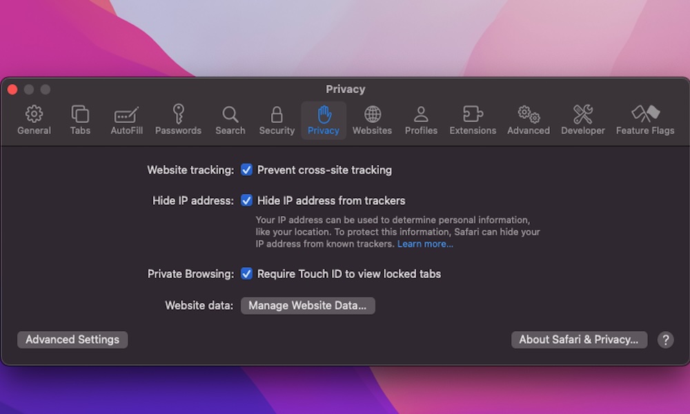 Locked private tabs Mac