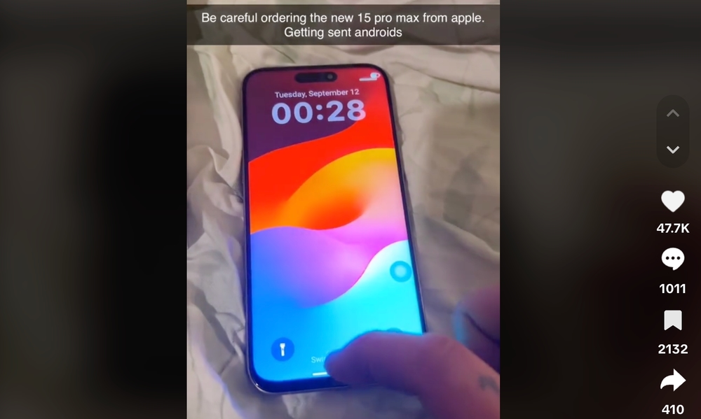 TikTok video iPhone Android swap scam tayyy844