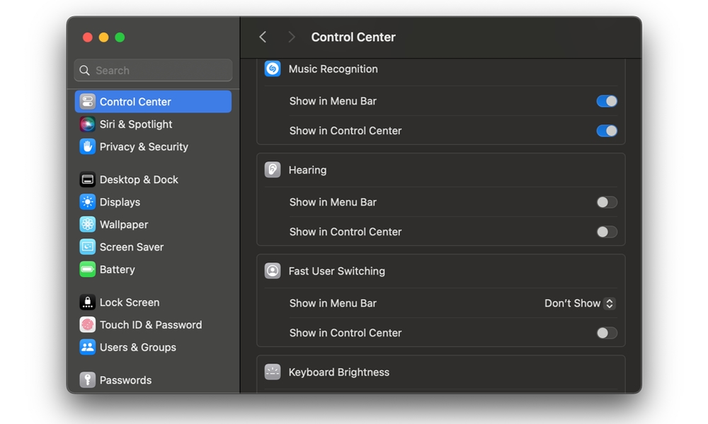 macOS 14.2 beta 2 Shazam Music Recognition Settings