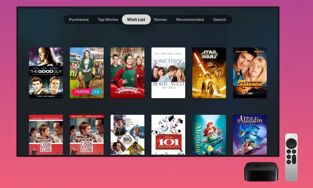 Apple TV iTunes Movies Wish List tvOS 17.1 hero