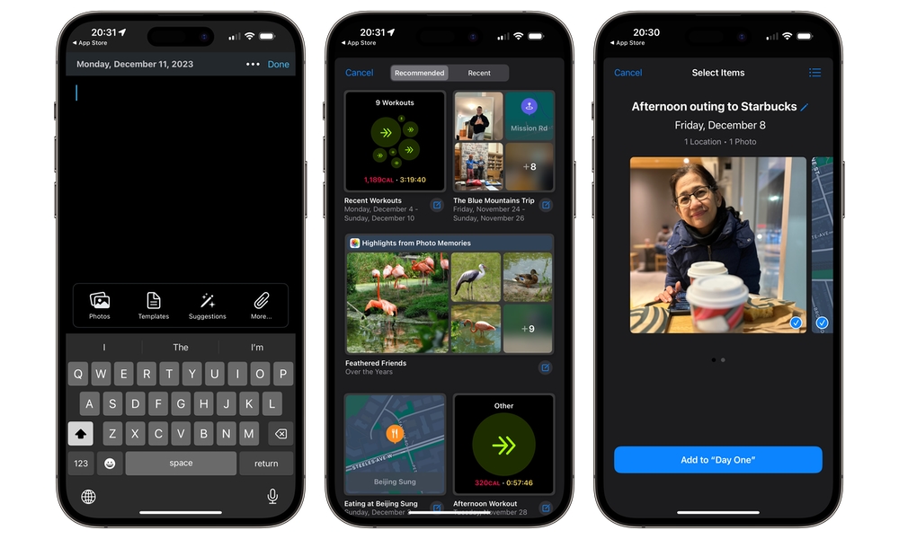 Day One Journalling Suggestions iOS 17.2