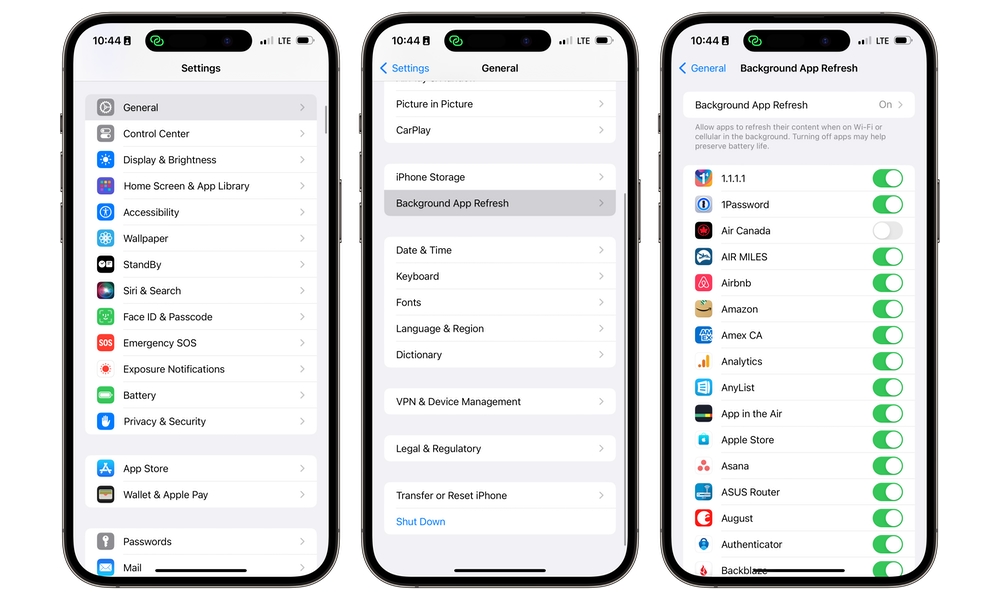 iOS 17.3 Settings Background App Refresh