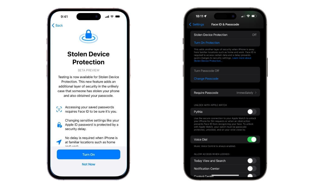 iOS 17.3 beta 1 Stolen Device Protection