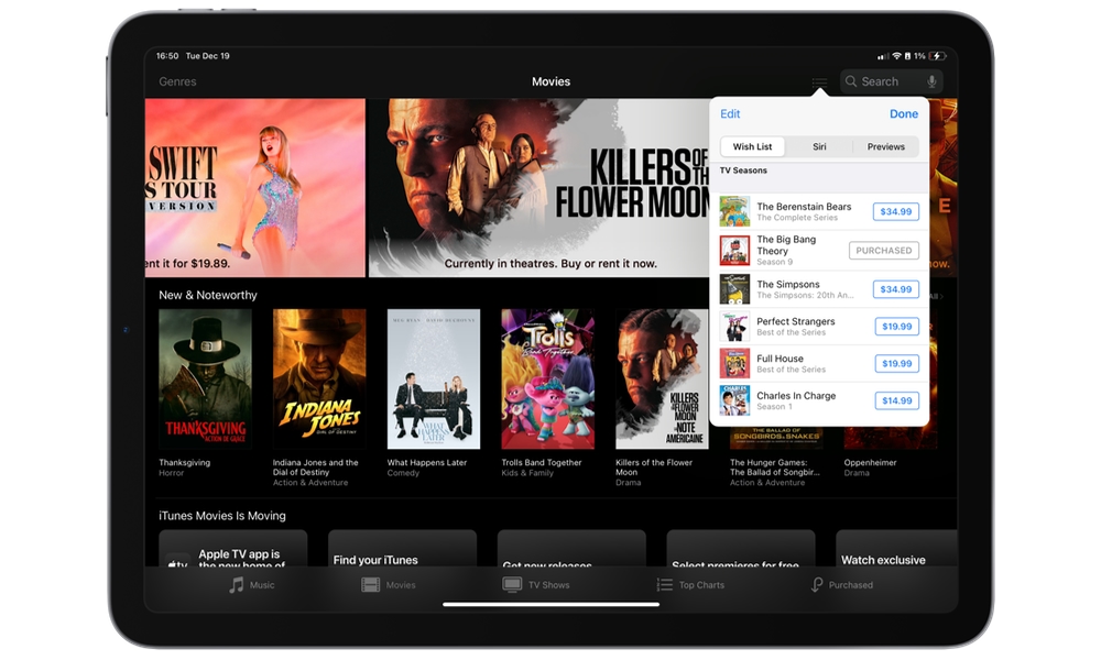 iPad iTunes Store Wish List iOS 17.2