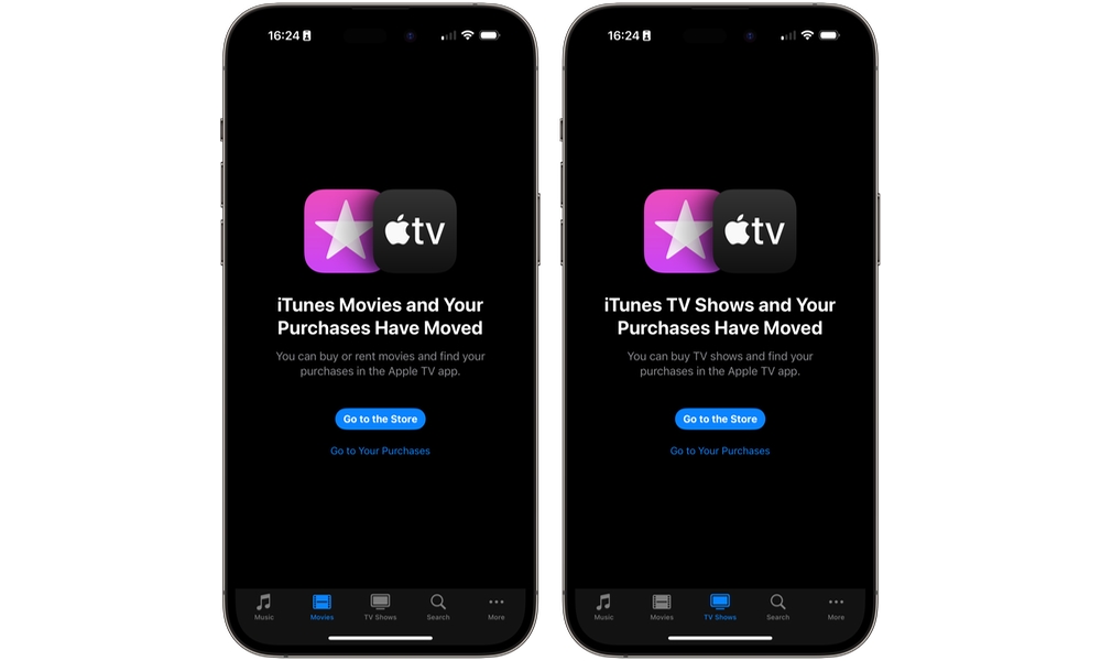 iPhone iTunes Store app Movies and TV Shows iOS 17.2