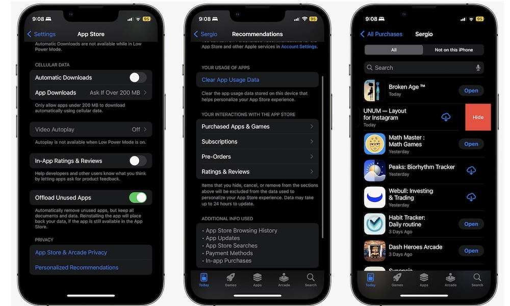 Adjust App Store Recommendations iPhone