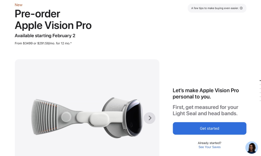 Appe Vision Pro order page get started