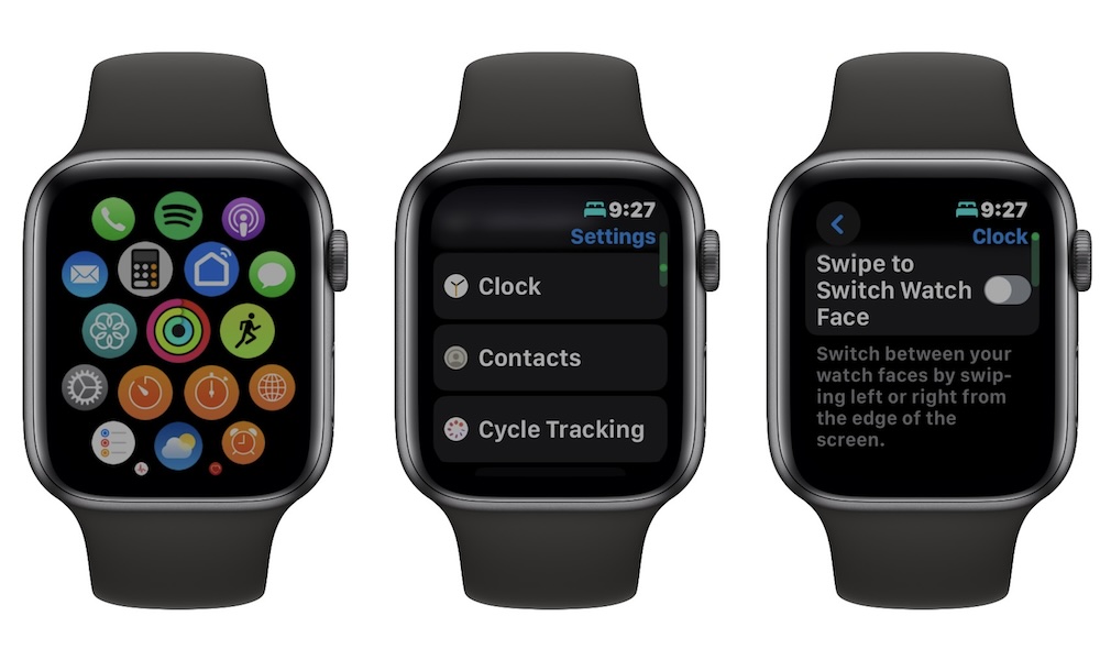 Swipe to swap watch face Apple Watch