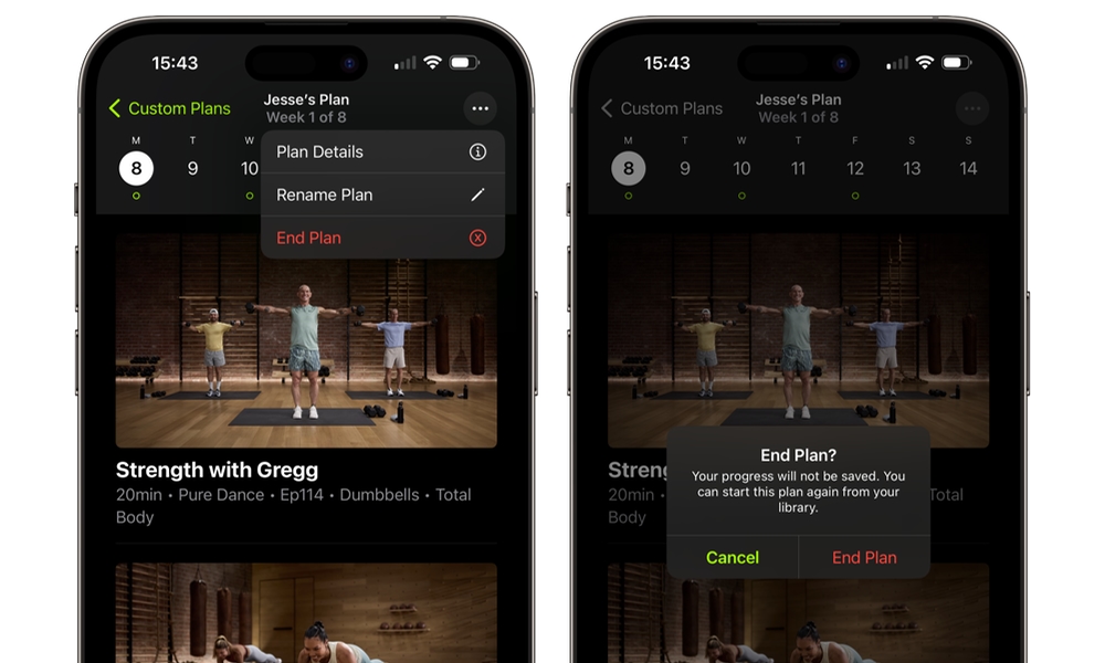 iOS 17 Apple Fitness End Custom Plan